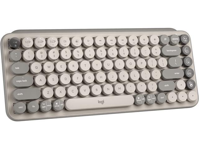 Logitech POP Keys Mechanical Wireless Keyboard with Customizable Emoji Keys, Durable Compact Design, Bluetooth or USB Connectivity, Multi-Device, OS Compatible - Mist