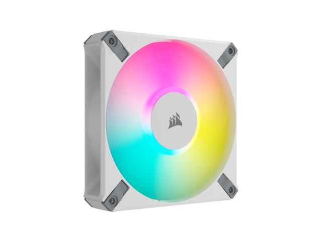 CORSAIR iCUE AF120 ELITE RGB 120mm PWM Fan - White - Eight RGB LEDs - AirGuide Technology - Fluid Dynamic Bearing - CORSAIR iCUE  Software Compatible