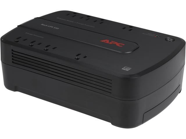 APC BE550G Back-UPS ES 550VA, 120V, 8 NEMA outlets (4 surge) - Tower - 1 Day Recharge - 3.30 Minute Stand-by - 120 V Input - 120 V AC Output - Stepped Approximated Sine Wave - USB - 4 x NEMA 5-15R