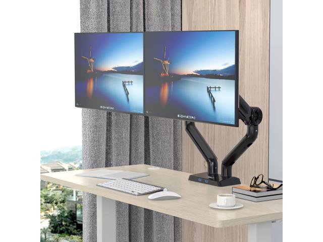 Rosewill Premium Dual Monitor Mount, 13 to 35 Inch, Premium Dual Monitor Mount with USB, Height Adjustable Monitor Stand for 2 Monitors, VESA Mount with Clamp/Grommet Base, Each Arm Hold up to 26.4lbs