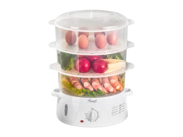 ROSEWILL 4 in 1 Electric Food Steamer, Steamer, Baby food maker, Rice cooker and Sterilizer, 800W turbo steam fast heating, 3 Tier stackable baskets,9.5Qt