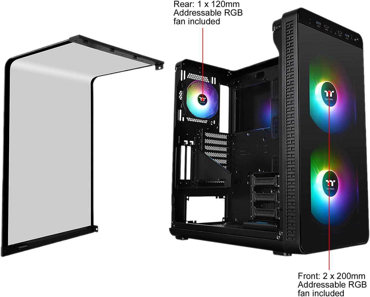 Alt view image 6 of 13 - Thermaltake View 37 Motherboard Sync ARGB E-ATX Mid Tower Gaming Computer Case with 3 ARGB 5V Motherboard Sync RGB Fans Pre-Installed CA-1J7-00M1WN-04