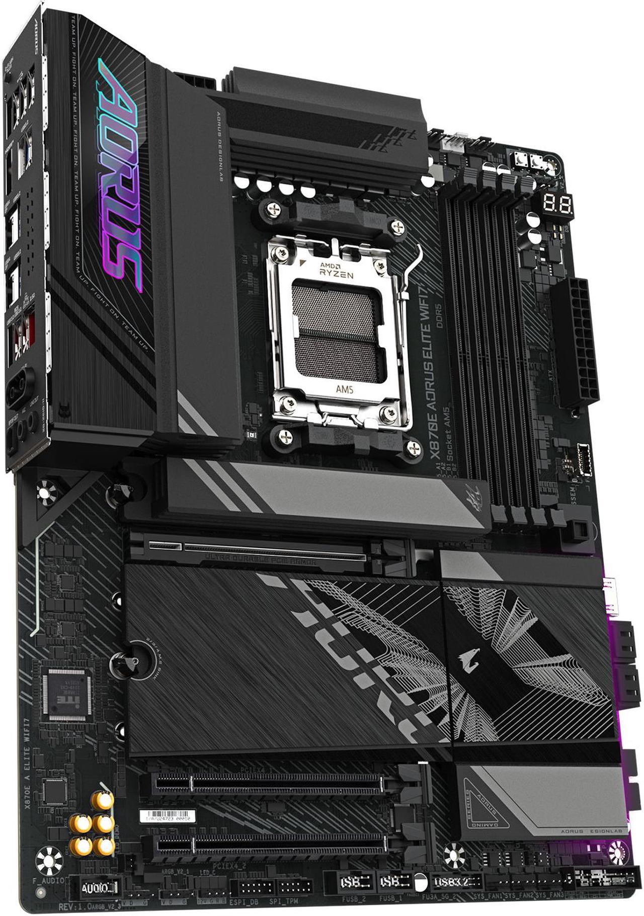 Alt view image 3 of 5 - GIGABYTE X870E AORUS ELITE WIFI7 AM5 LGA 1718, ATX, DDR5, 4x M.2, PCIe 5.0, USB4, Wi-Fi 7, 2.5GbE LAN, EZ-Latch, 5-Year Warranty