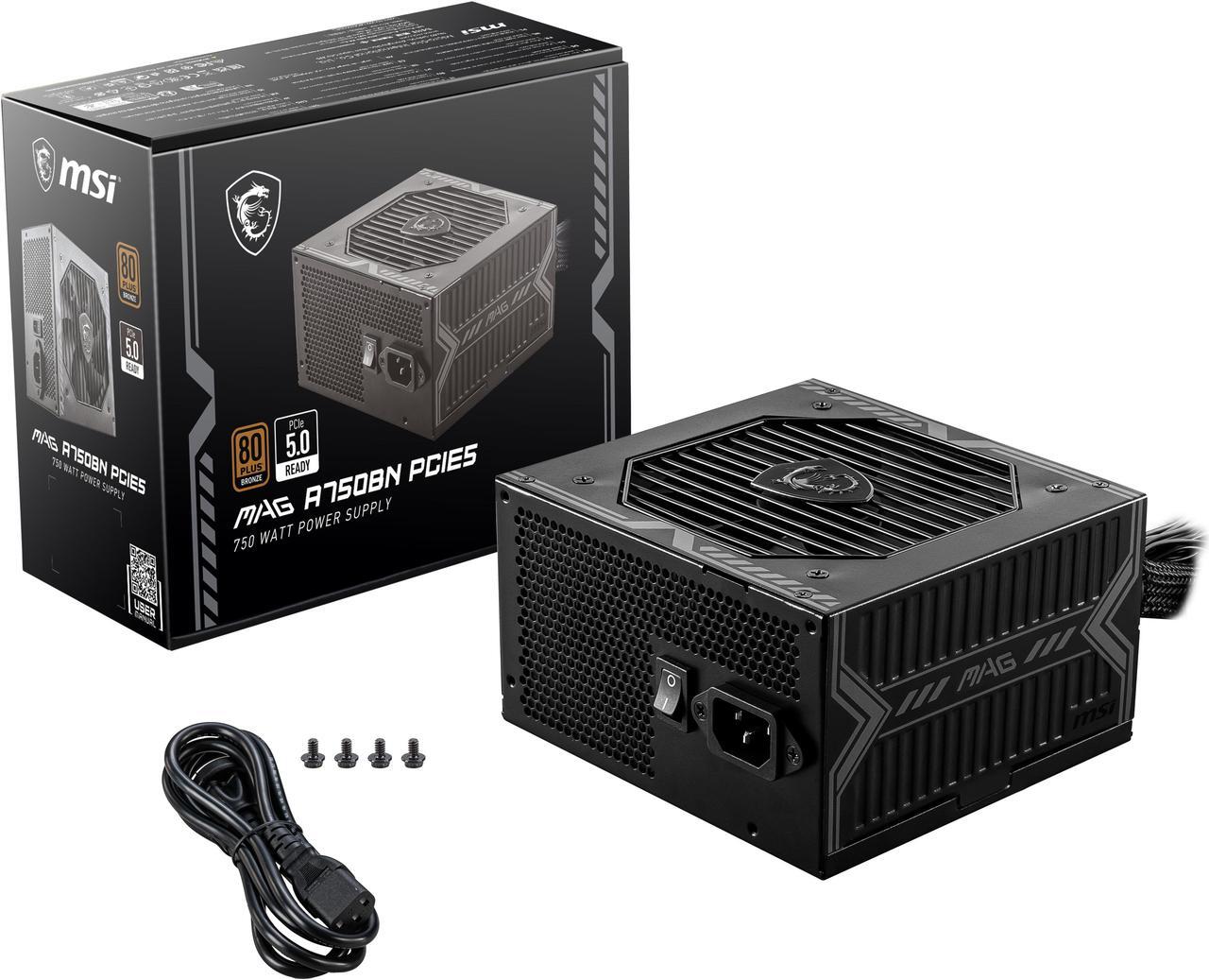 Alt view image 4 of 9 - MSI - MAG A750BN PCIE5, 80+ BRONZE non-Modular Gaming PSU, 12V-2x6 Cable, PCIE 5.1 Ready, 750W Power Supply