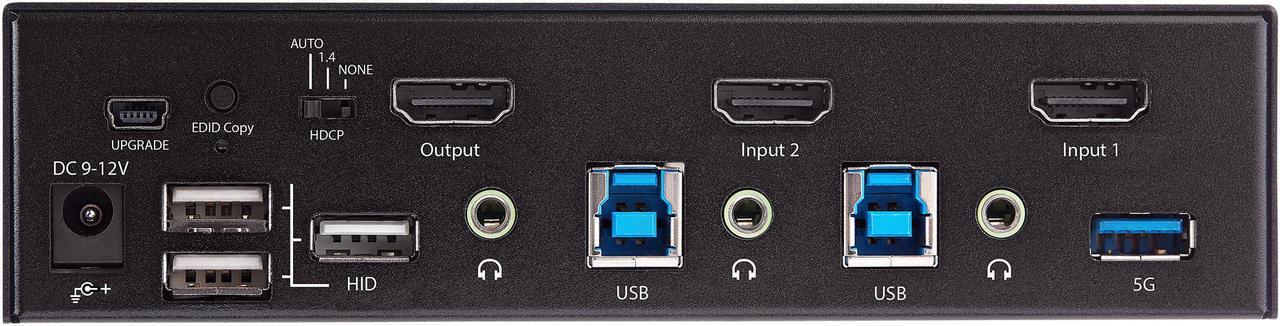 Alt view image 5 of 7 - 2 Port HDMI KVM Switch, Single Monitor 4K 60Hz Ultra HD HDR, Desktop HDMI 2.0 KVM Switch with 2 Port USB 3.0 Hub (5Gbps) & 4x USB 2.0 HID Ports, Audio, Hotkey Switching, TAA - KVM with Fast Switching