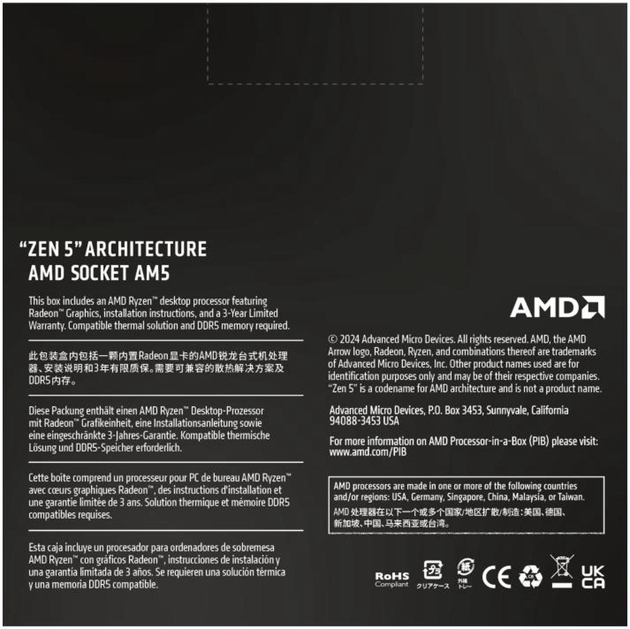 Alt view image 4 of 4 - AMD Ryzen 9 9900X - Ryzen 9 9000 Series Granite Ridge (Zen 5) 12-Core 4.4 GHz - Socket AM5 120W - Radeon Graphics Processor - 100-100000662WOF