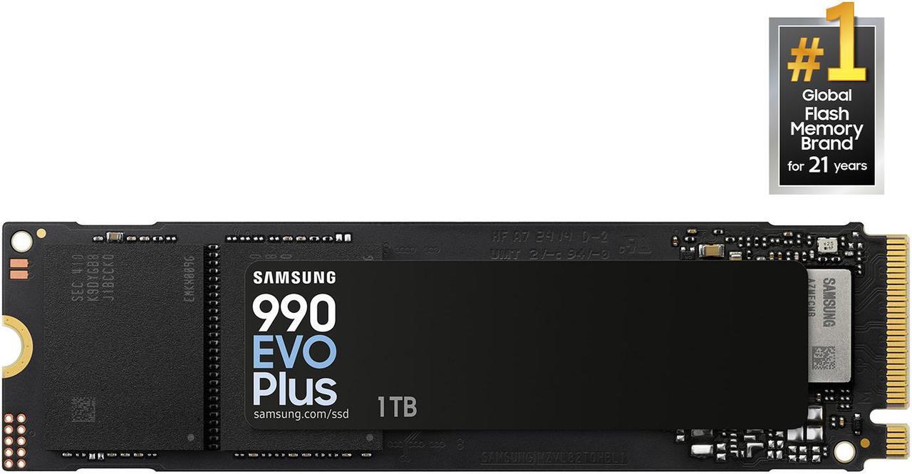 Main image of SAMSUNG 990 EVO PLUS SSD 1TB, PCIe Gen 4x4 | Gen 5x2 M.2 2280, Speeds Up-to 7,150 MB/s, Upgrade Storage for PC/Laptops, HMB Technology and Intelligent Turbowrite 2.0 (MZ-V9S1T0B/AM)