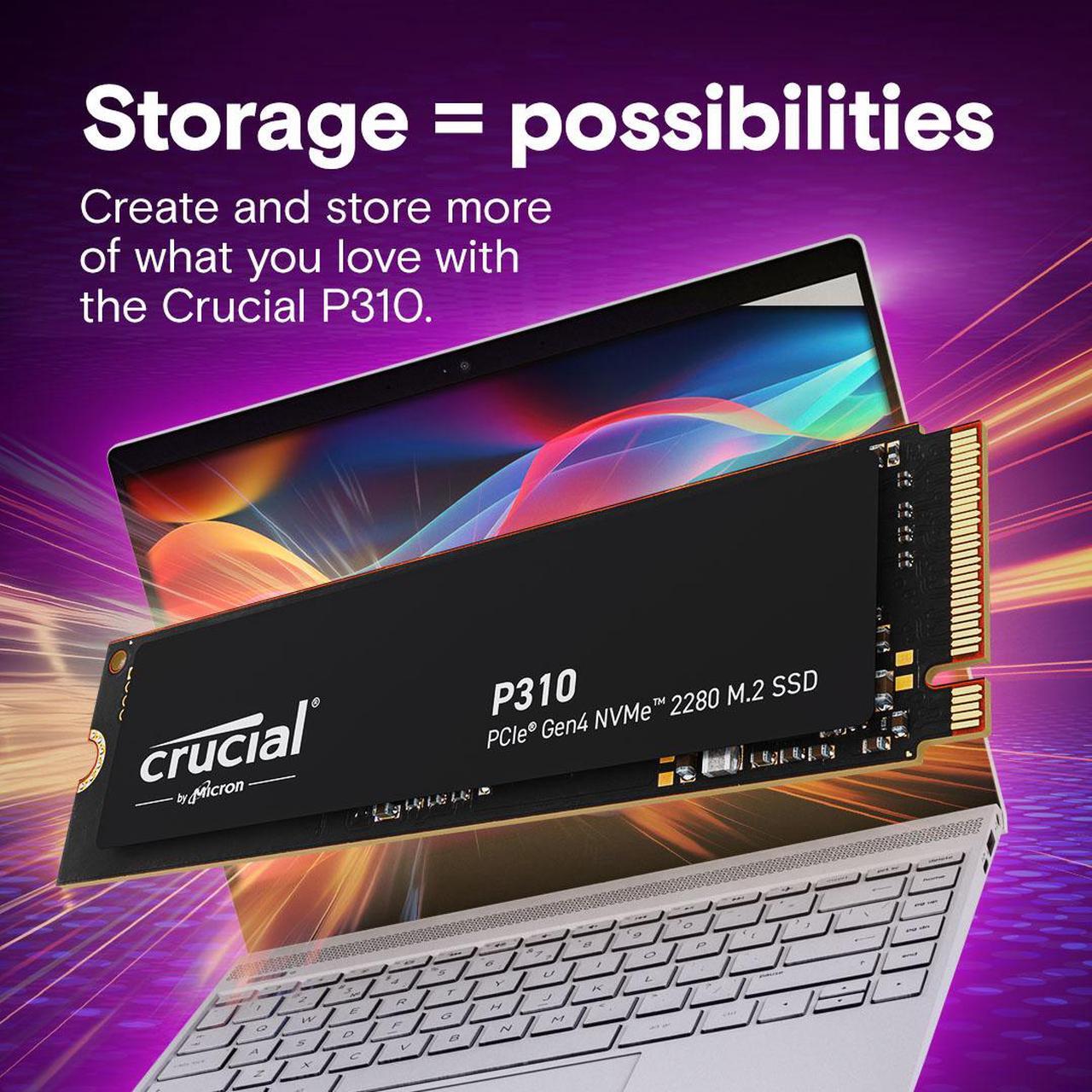 Alt view image 6 of 7 - Crucial P310 M.2 2280 2TB PCI-Express 4.0 x4 NVMe 3D NAND Internal Solid State Drive Speed Up to 7100 MBps (SSD) CT2000P310SSD8
