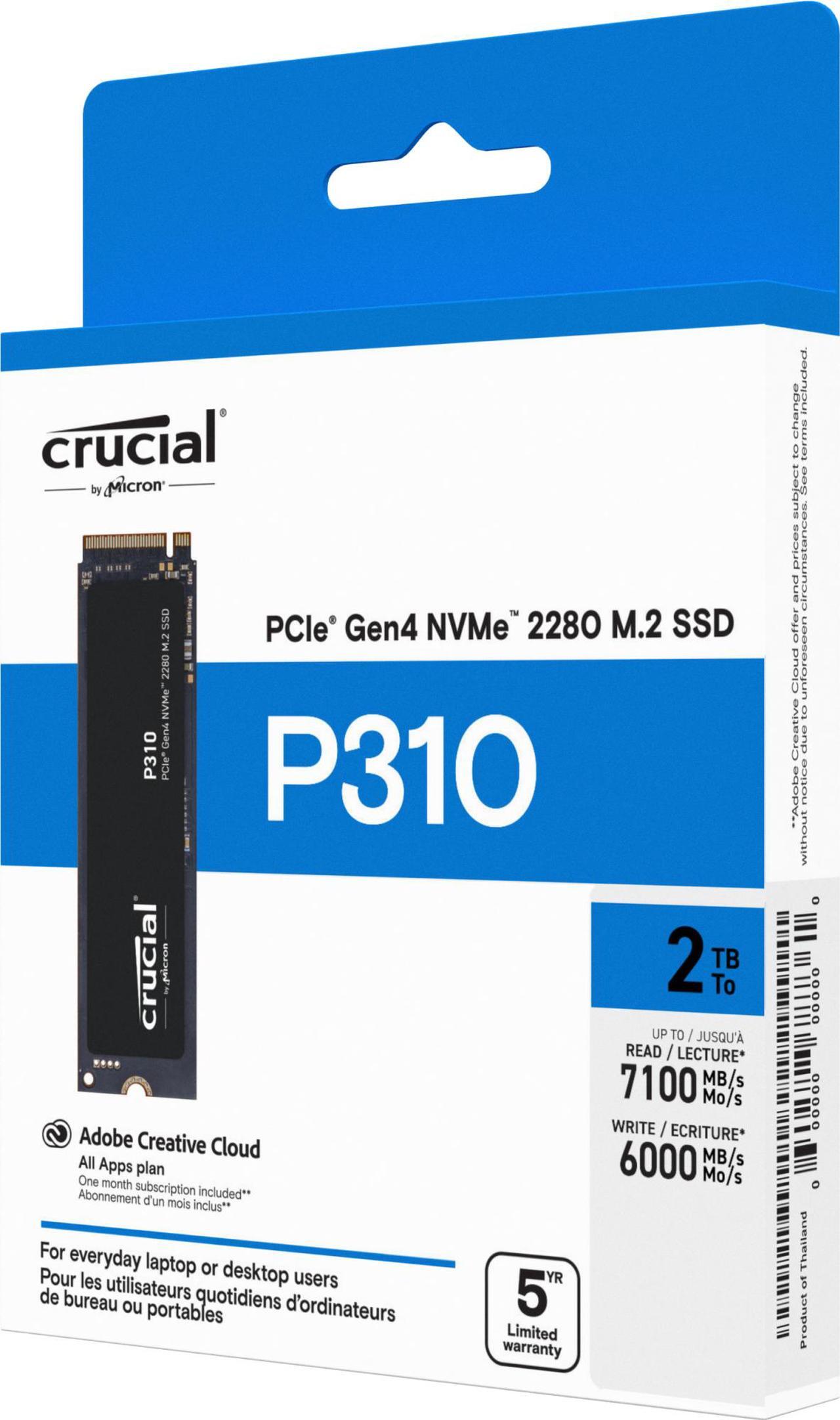 Alt view image 7 of 7 - Crucial P310 M.2 2280 2TB PCI-Express 4.0 x4 NVMe 3D NAND Internal Solid State Drive Speed Up to 7100 MBps (SSD) CT2000P310SSD8