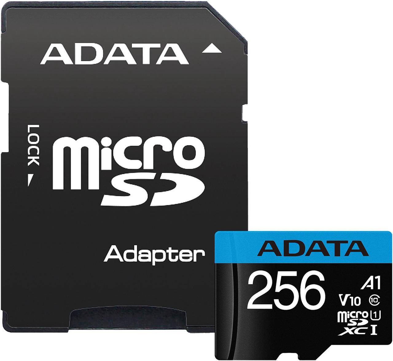 Alt view image 2 of 3 - ADATA 256GB Premier microSDXC UHS-I / Class 10 V10 A1 Memory Card with SD Adapter, Speed Up to 100MB/s (AUSDX256GUICL10A1-RA1)