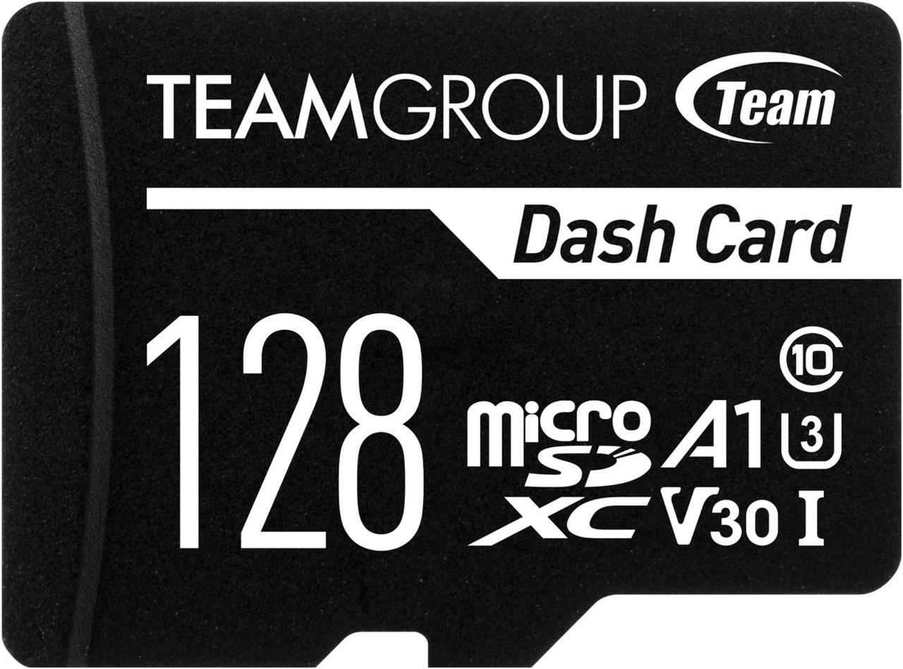 Main image of Team 128GB Dash Card  microSDXC UHS-I/U3 Class 10 A1 V30 Memory Card with Adapter, Compatible for cams, Speed Up to 100MB/s (TDUSDX128GUHS03)