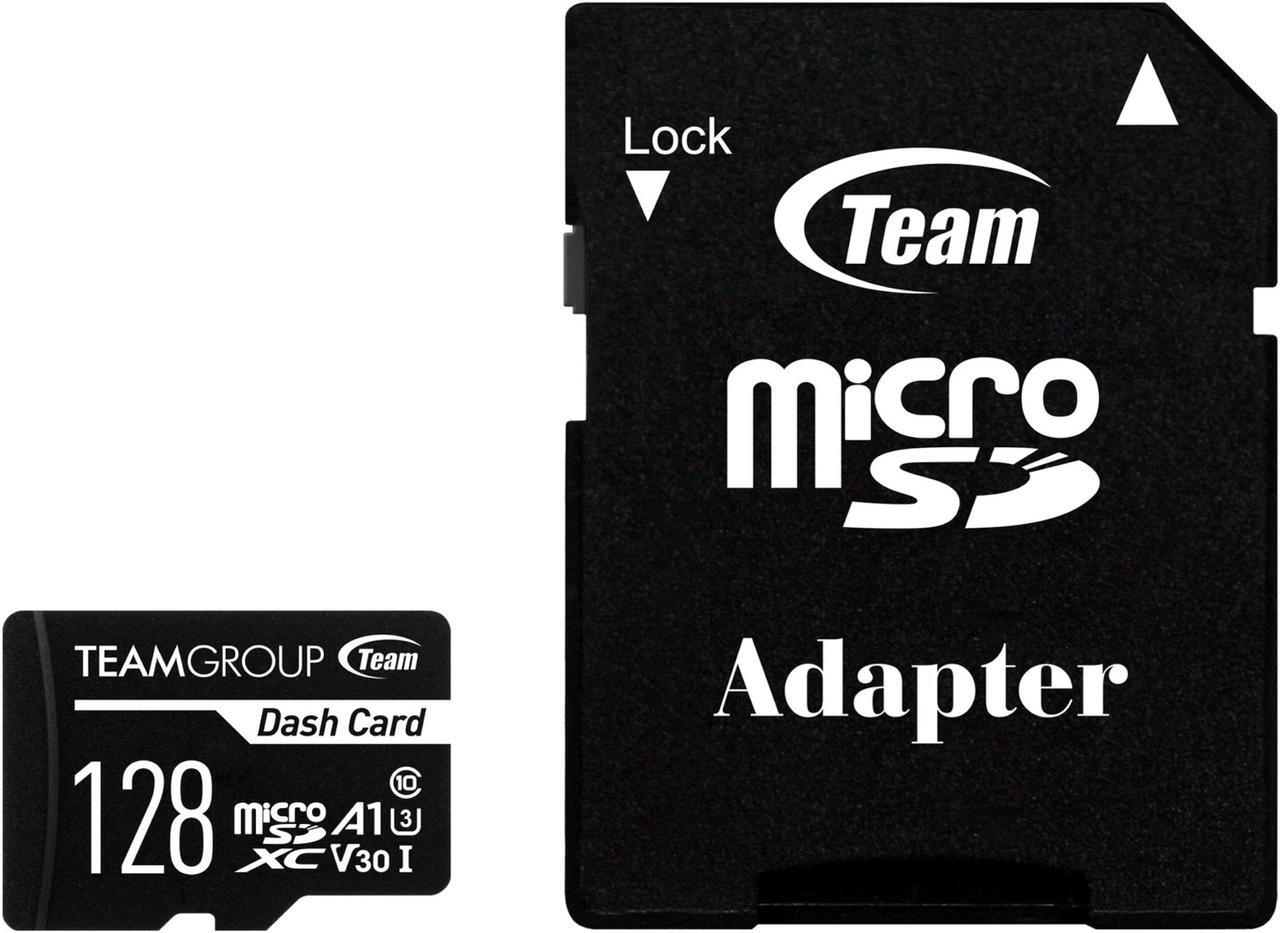 Alt view image 3 of 4 - Team 128GB Dash Card  microSDXC UHS-I/U3 Class 10 A1 V30 Memory Card with Adapter, Compatible for cams, Speed Up to 100MB/s (TDUSDX128GUHS03)