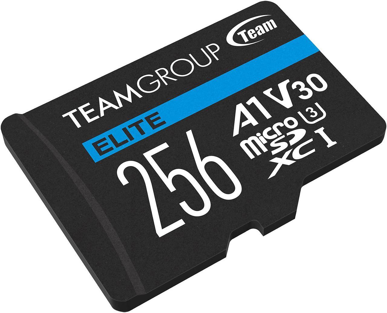 Alt view image 2 of 4 - Team Group 256GB Elite microSDXC UHS-I U3, V30, A1, 4K UHD Micro SD Card with SD Adapter, Speed Up to 100MB/s (TEAUSDX256GIV30A103)