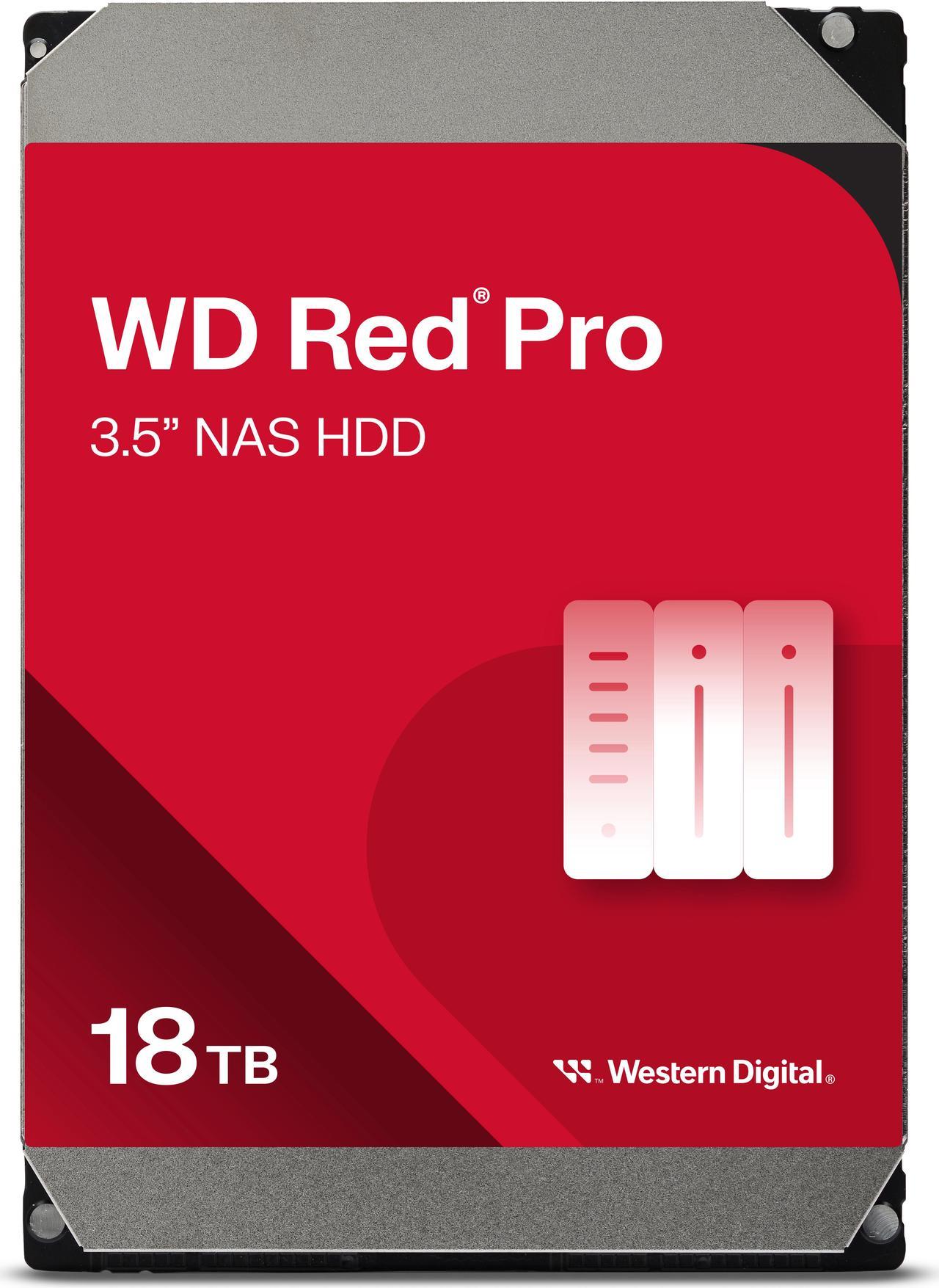 Main image of Western Digital 18TB WD Red Pro NAS Internal Hard Drive HDD - 7200 RPM, SATA 6 Gb/s, CMR, 256 MB Cache, 3.5" - WD181KFGX