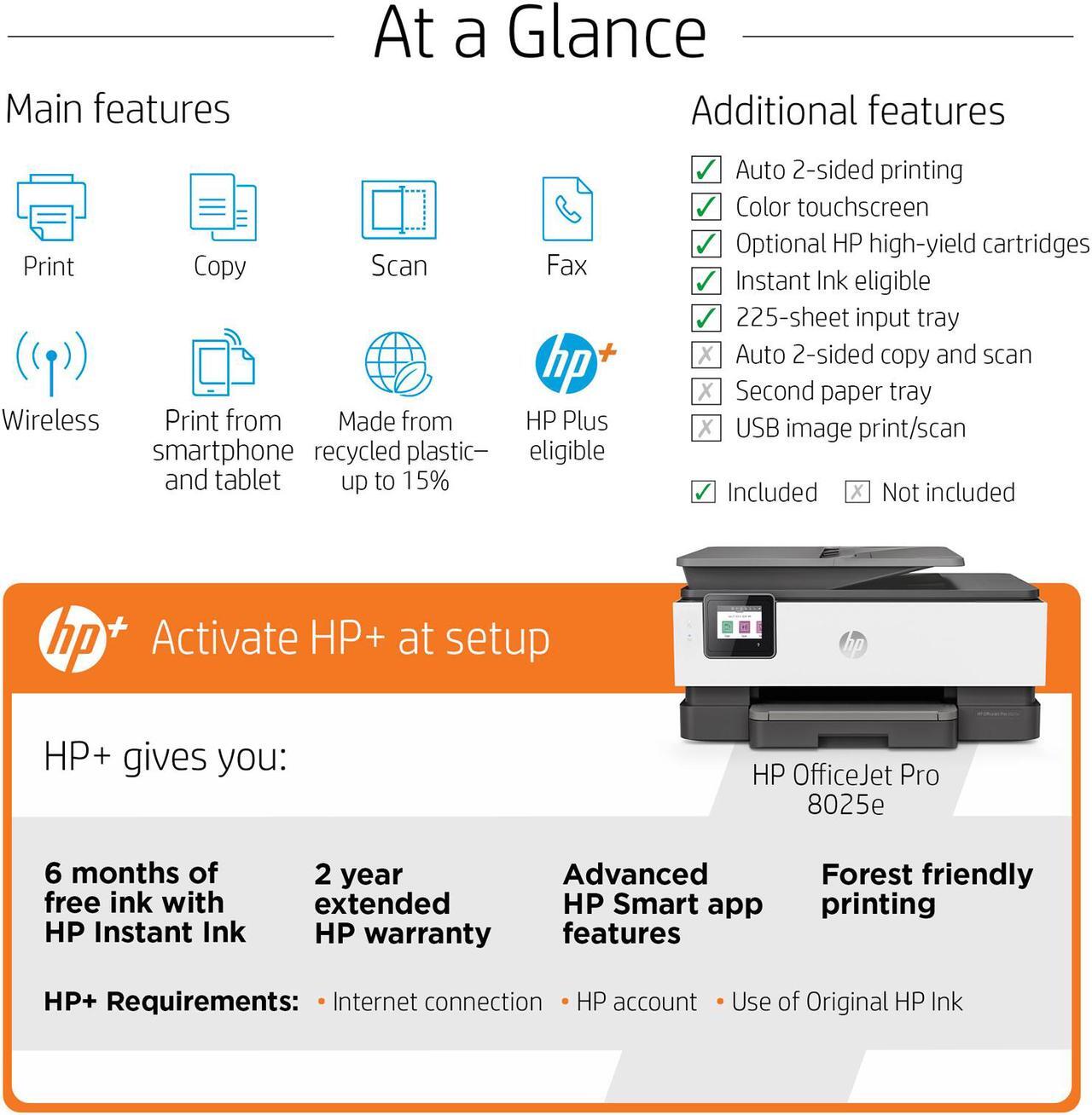 Alt view image 4 of 20 - HP OfficeJet Pro 8025e All-in-One Wireless Color Printer, with bonus 6 months free Instant Ink with HP+ (1K7K3A)