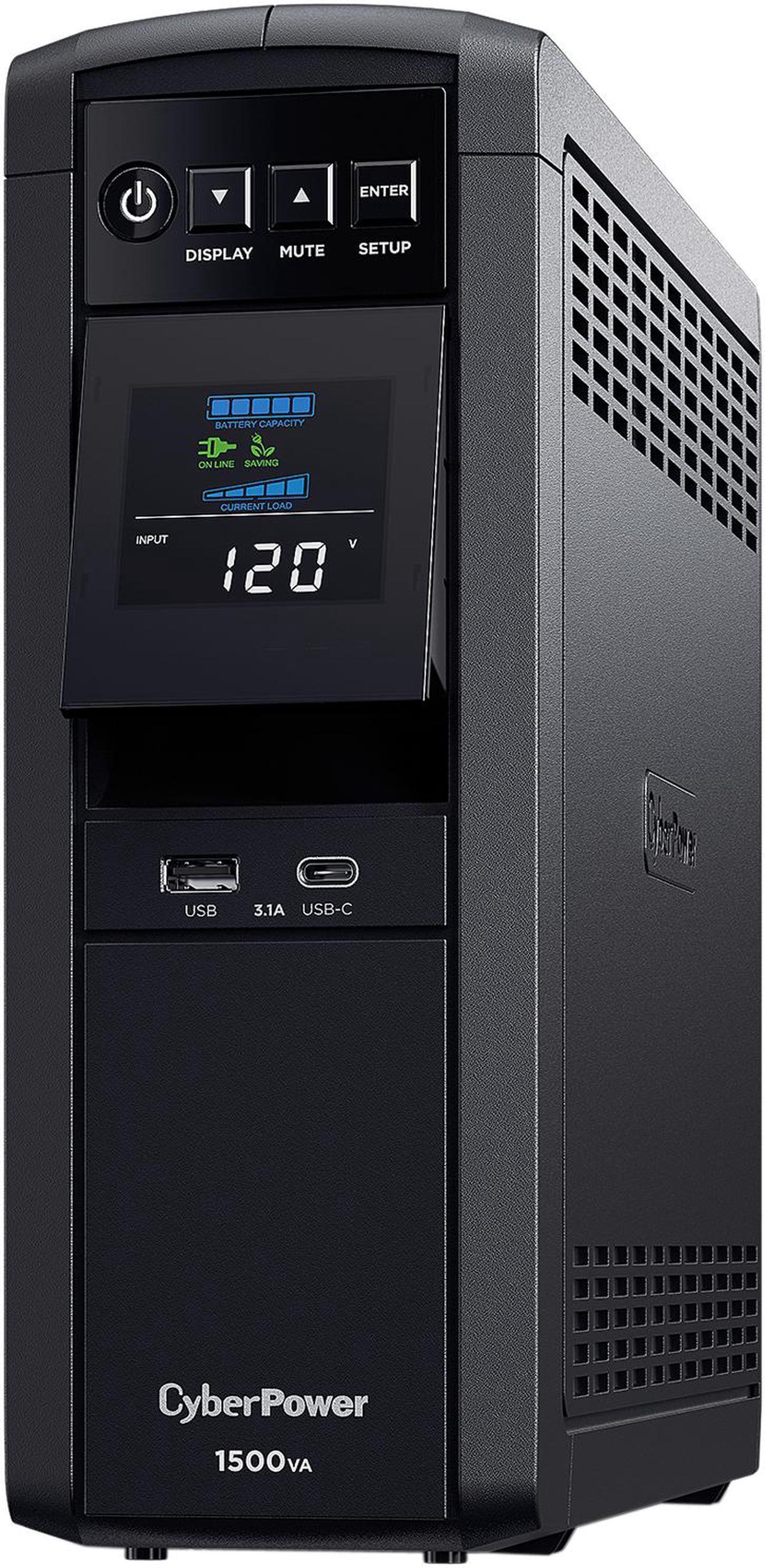 Alt view image 3 of 9 - CyberPower CP1500PFCLCD PFC Sinewave UPS Systems - 1500VA/1000W, 120 VAC, NEMA 5-15P, Mini-Tower, Sine Wave, 12 Outlets, LCD, PowerPanel