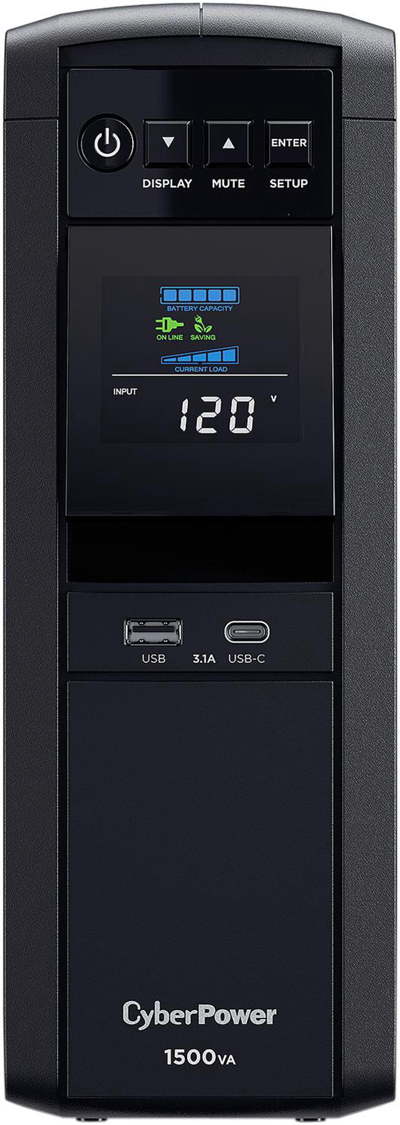 Alt view image 2 of 9 - CyberPower CP1500PFCLCD PFC Sinewave UPS Systems - 1500VA/1000W, 120 VAC, NEMA 5-15P, Mini-Tower, Sine Wave, 12 Outlets, LCD, PowerPanel