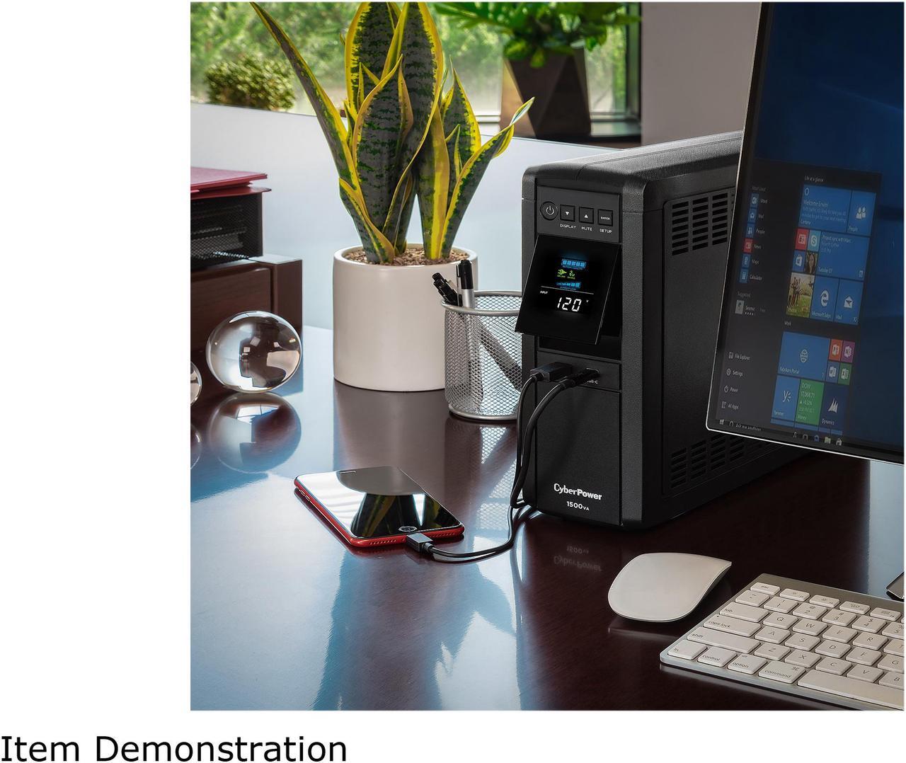 Alt view image 9 of 9 - CyberPower CP1500PFCLCD PFC Sinewave UPS Systems - 1500VA/1000W, 120 VAC, NEMA 5-15P, Mini-Tower, Sine Wave, 12 Outlets, LCD, PowerPanel