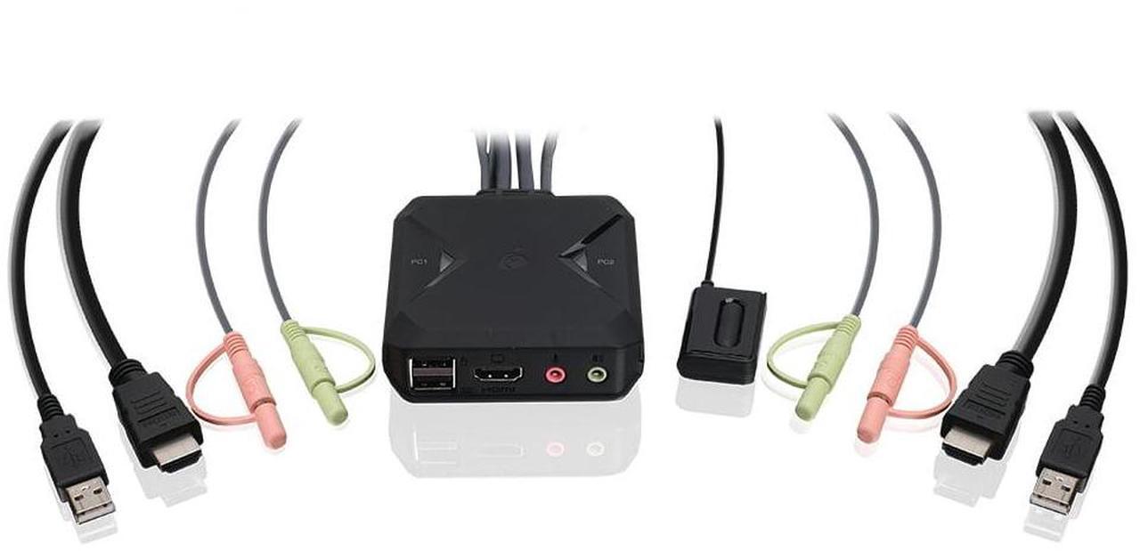 Alt view image 8 of 8 - IOGEAR 2-Port 4K KVM Switch with HDMI USB and Audio Connections