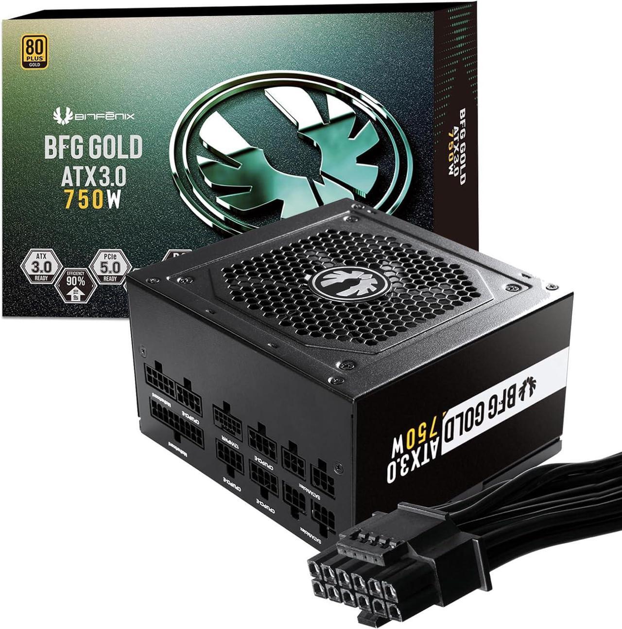 Main image of BitFenix BFG 750W PC Gaming PSU, 80 Plus Gold, Fully Modular Power Supply ATX3.0 PCIE5.0 Ready Japanese Capacitors 105°C/221°F Efficiency Up to 90% at Typical Loading