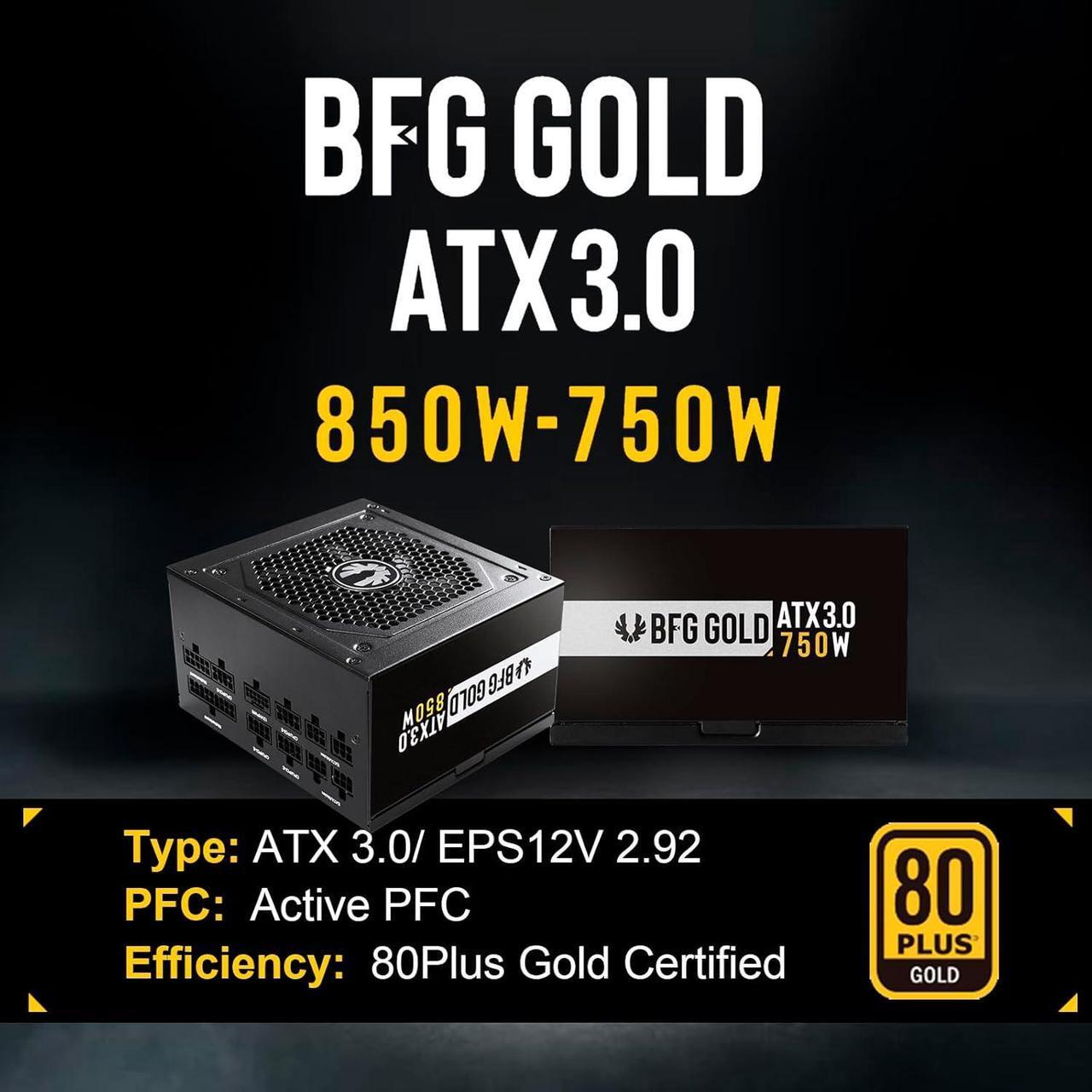 Alt view image 2 of 7 - BitFenix BFG 750W PC Gaming PSU, 80 Plus Gold, Fully Modular Power Supply ATX3.0 PCIE5.0 Ready Japanese Capacitors 105°C/221°F Efficiency Up to 90% at Typical Loading