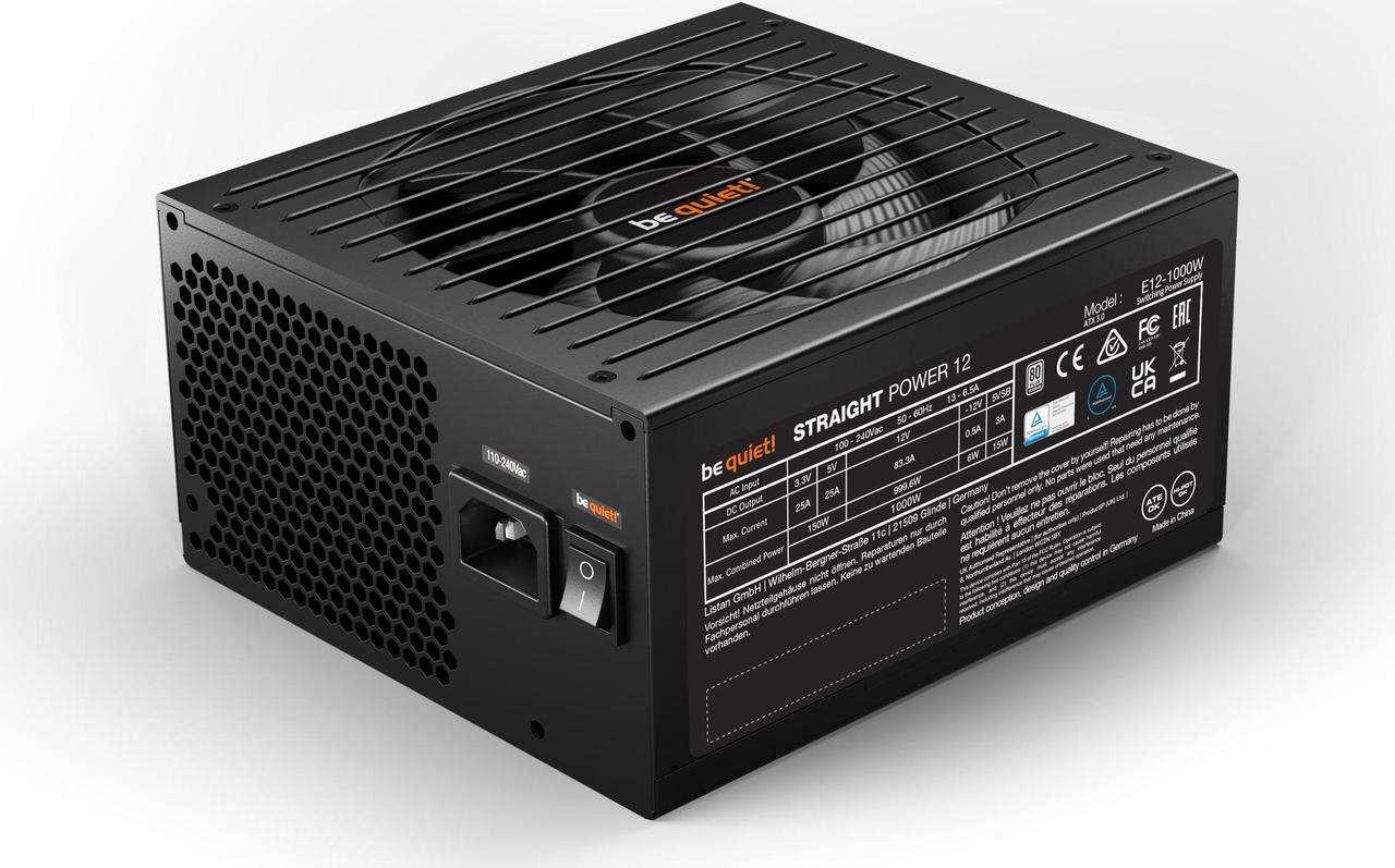 Alt view image 3 of 7 - be quiet! Straight Power 12 1000W ATX 3.0 Power Supply | 80+ Platinum Efficiency | PCIe 5.0 | High Performance 12v Rail | Japanese 105°C Capacitors | Low Noise | 10 Year Warranty