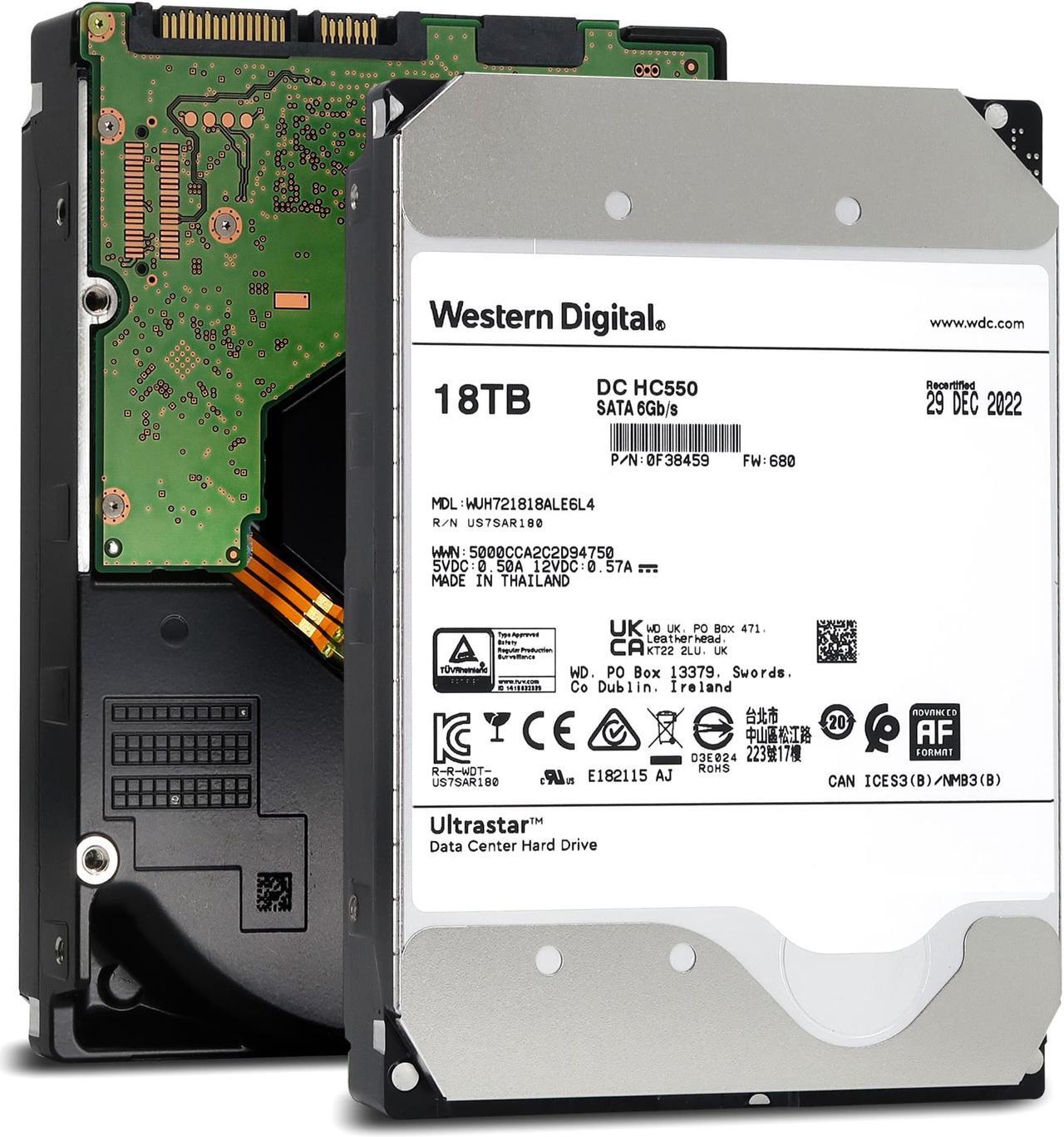 Main image of WD Ultrastar DC HC550 18TB SATA 3.5" Enterprise HDD  WUH721818ALE6L4 (0F38459)
