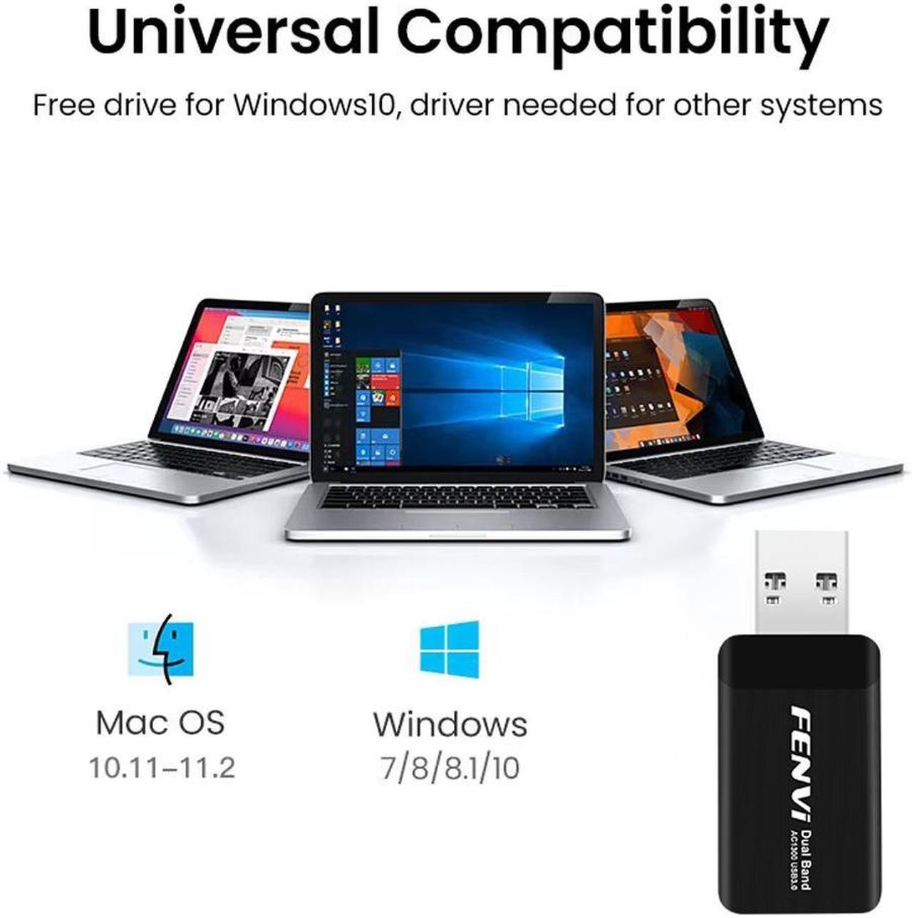 Alt view image 4 of 6 - Fenvi Wireless USB WiFi Adapter for PC - 802.11AC 1300Mbps Dual Band 5G/2.4G WiFi USB 3.0 Wi-Fi Dongle  for PC Desktop Laptop Windows 10/8/8.1/7/Mac OS X 10.9-10.15, WiFi USB Computer Network Adapters
