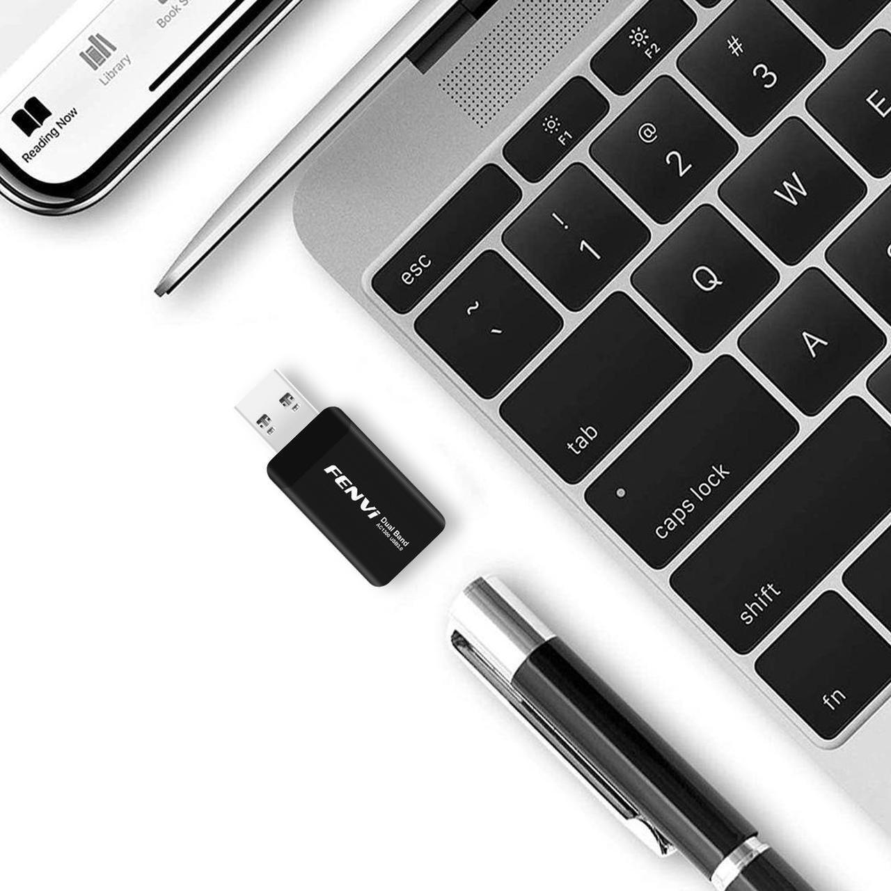 Alt view image 2 of 6 - Fenvi Wireless USB WiFi Adapter for PC - 802.11AC 1300Mbps Dual Band 5G/2.4G WiFi USB 3.0 Wi-Fi Dongle  for PC Desktop Laptop Windows 10/8/8.1/7/Mac OS X 10.9-10.15, WiFi USB Computer Network Adapters