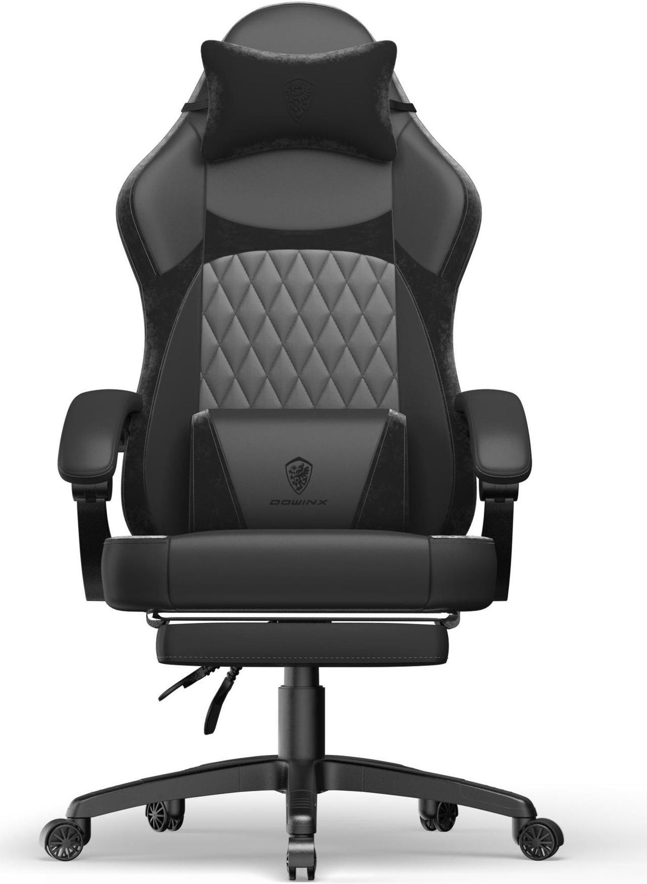 Main image of Dowinx Ergonomic Gaming Chair with Pocket Spring Cushion and Massage Lumbar Support, High Back Leather Office Chair with Footrest, 300LBS Capacity, Black