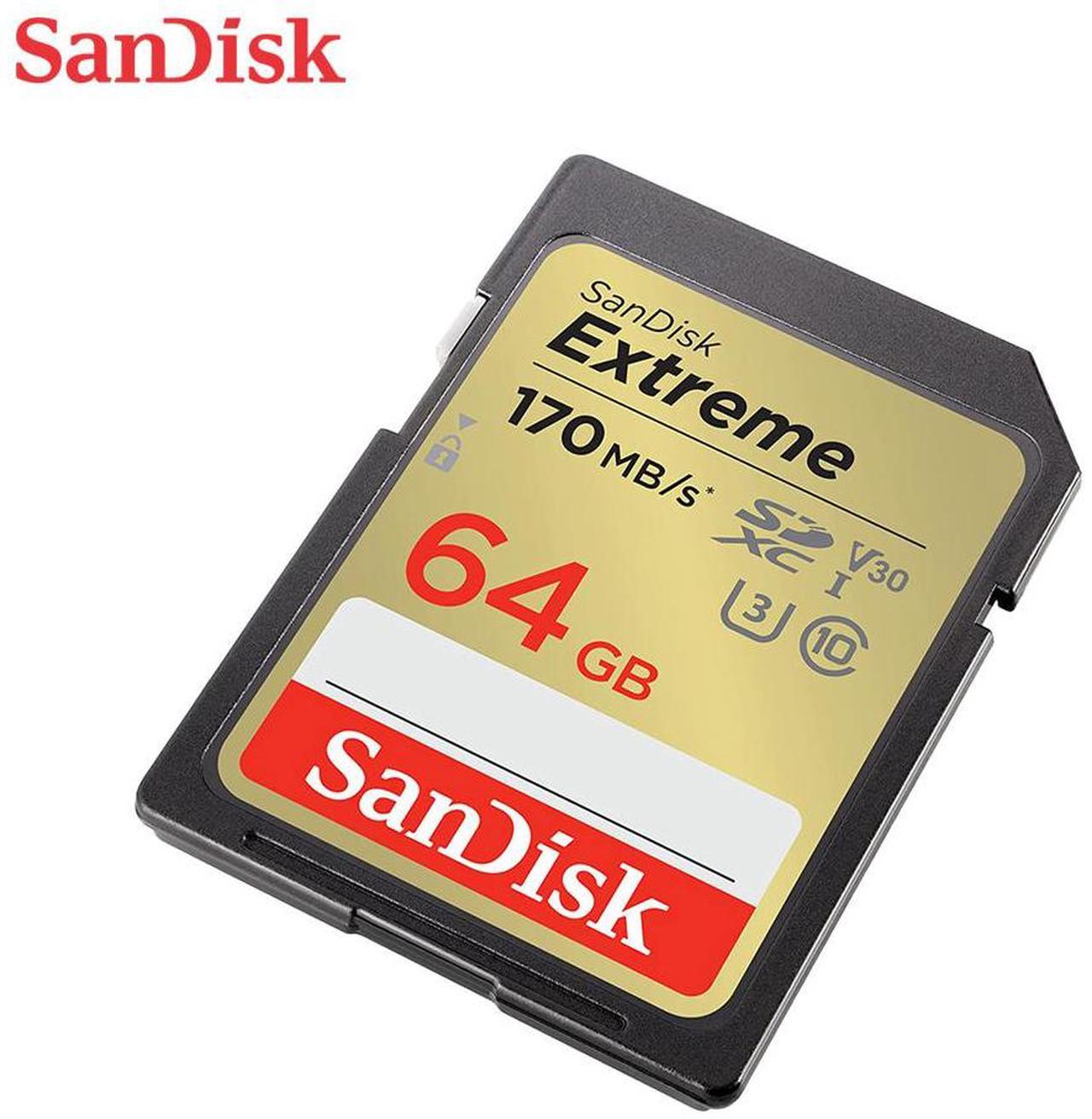 Alt view image 3 of 10 - SanDisk 64GB Extreme SDXC UHS-I/U3 Class 10 V30 Memory Card, Speed Up to 170MB/s (SDSDXV2-064G-GNCIN)