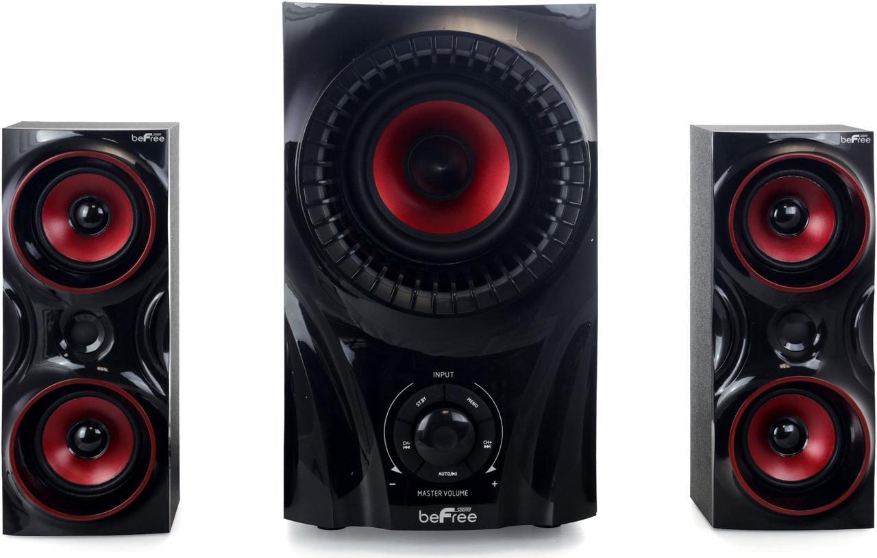 Alt view image 10 of 14 - beFree Sound 2.1 Channel Surround Sound Bluetooth Speaker System in Red - BFS-99X