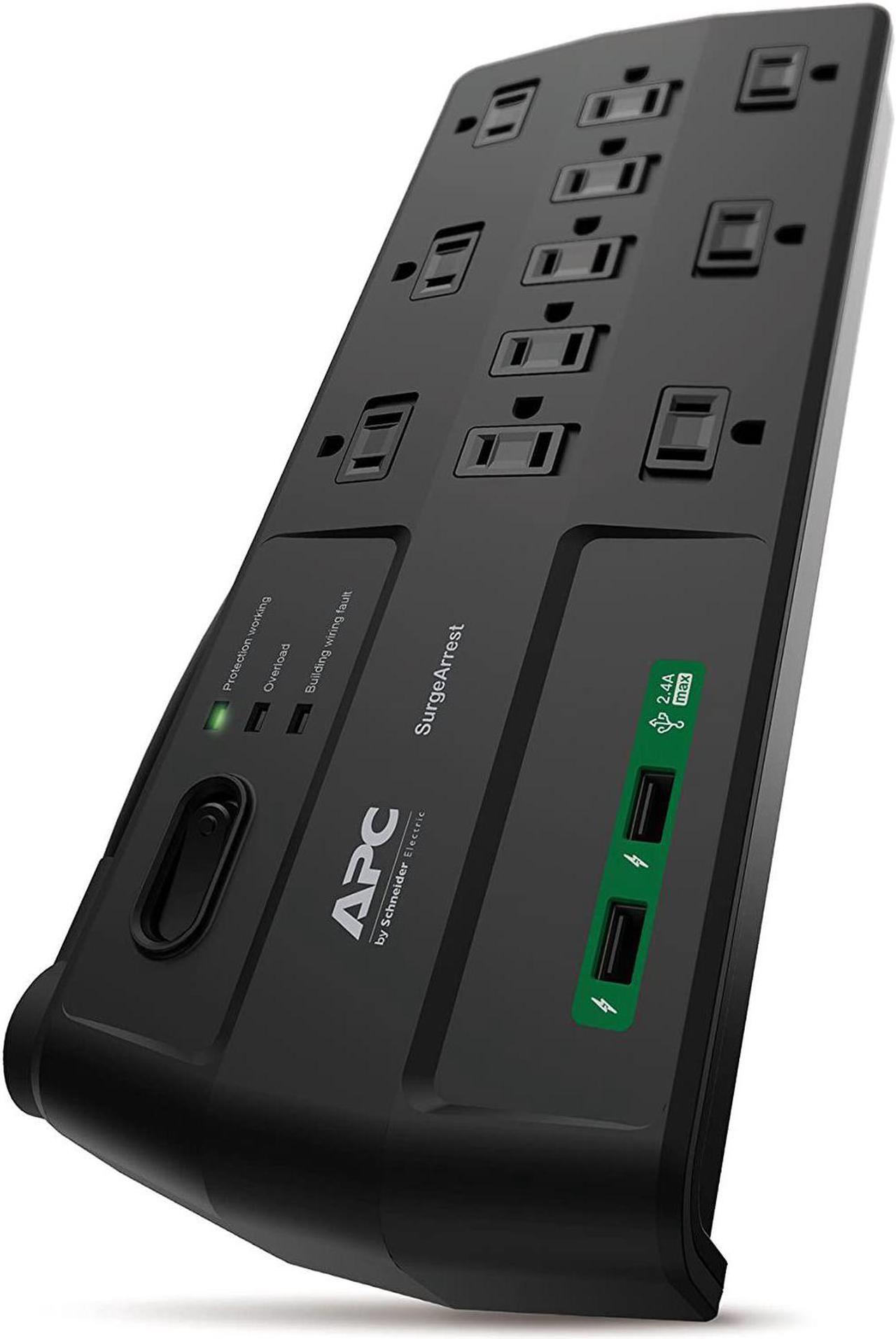 Alt view image 13 of 20 - APC 11-Outlet Surge Protector Power Strip with USB Charging Ports, 2880 Joules, SurgeArrest Home/Office (P11U2)