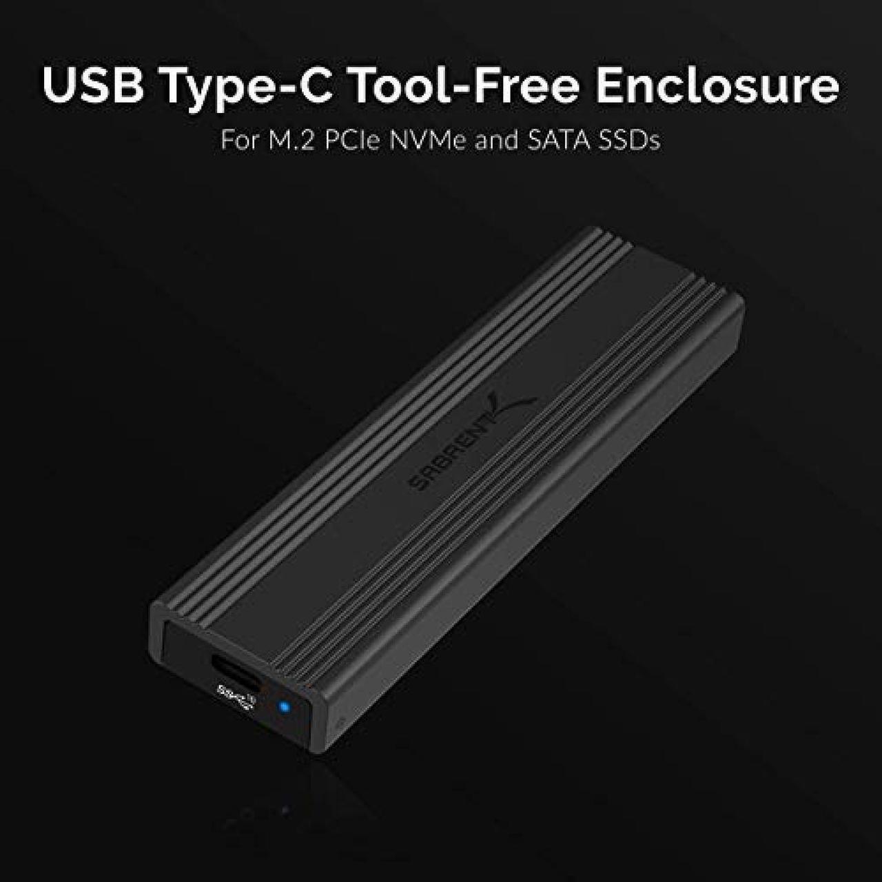 Alt view image 18 of 20 - SABRENT USB 3.2 Type-C Tool-Free Enclosure for M.2 PCIe NVMe and SATA SSDs (EC-SNVE)