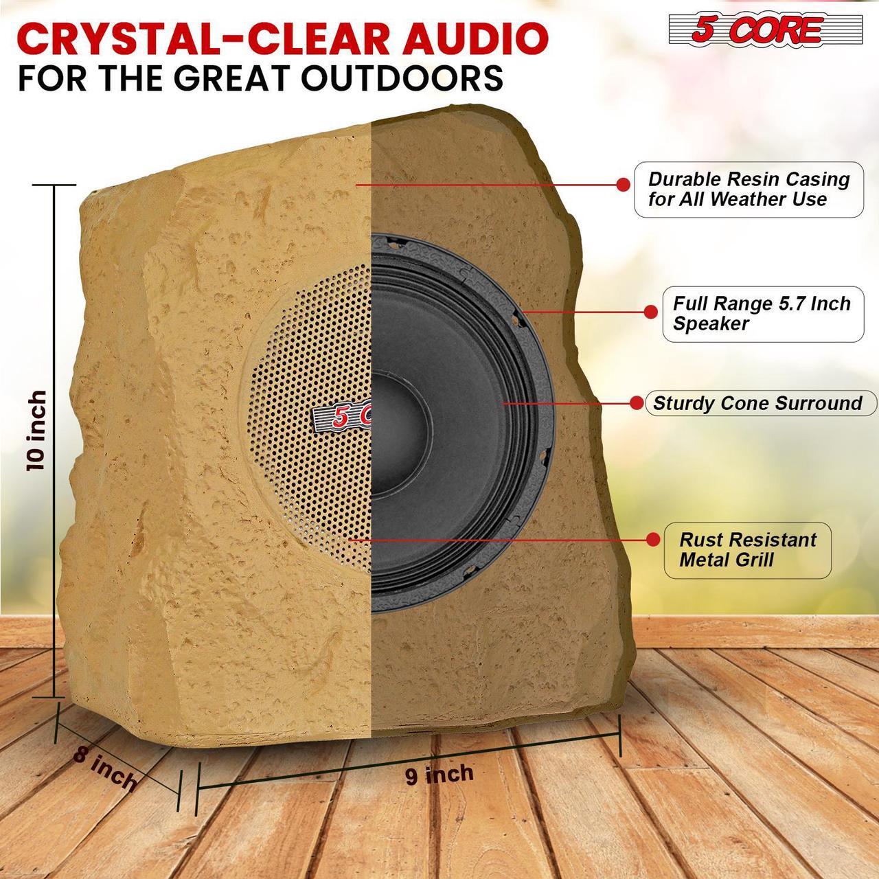 Alt view image 4 of 7 - 5 Core Rock Speaker Outdoor Waterproof Bluetooth Garden Speakers Solar & USB Charging RGB Colors for Patio Pool & Home