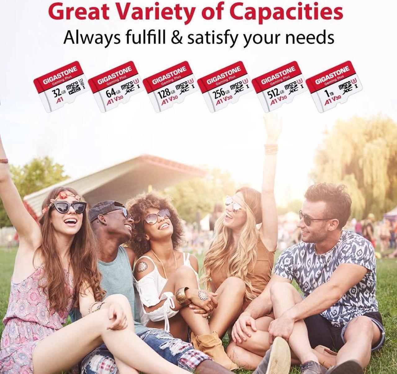 Alt view image 8 of 12 - [Gigastone] 1TB Micro SD Card, Gaming Plus, up to 150MB/s, MicroSDXC Memory Card for Nintendo-Switch, Steam Deck, 4K Video Recording, UHS-I A1 U3 V30 C10, with Adapter