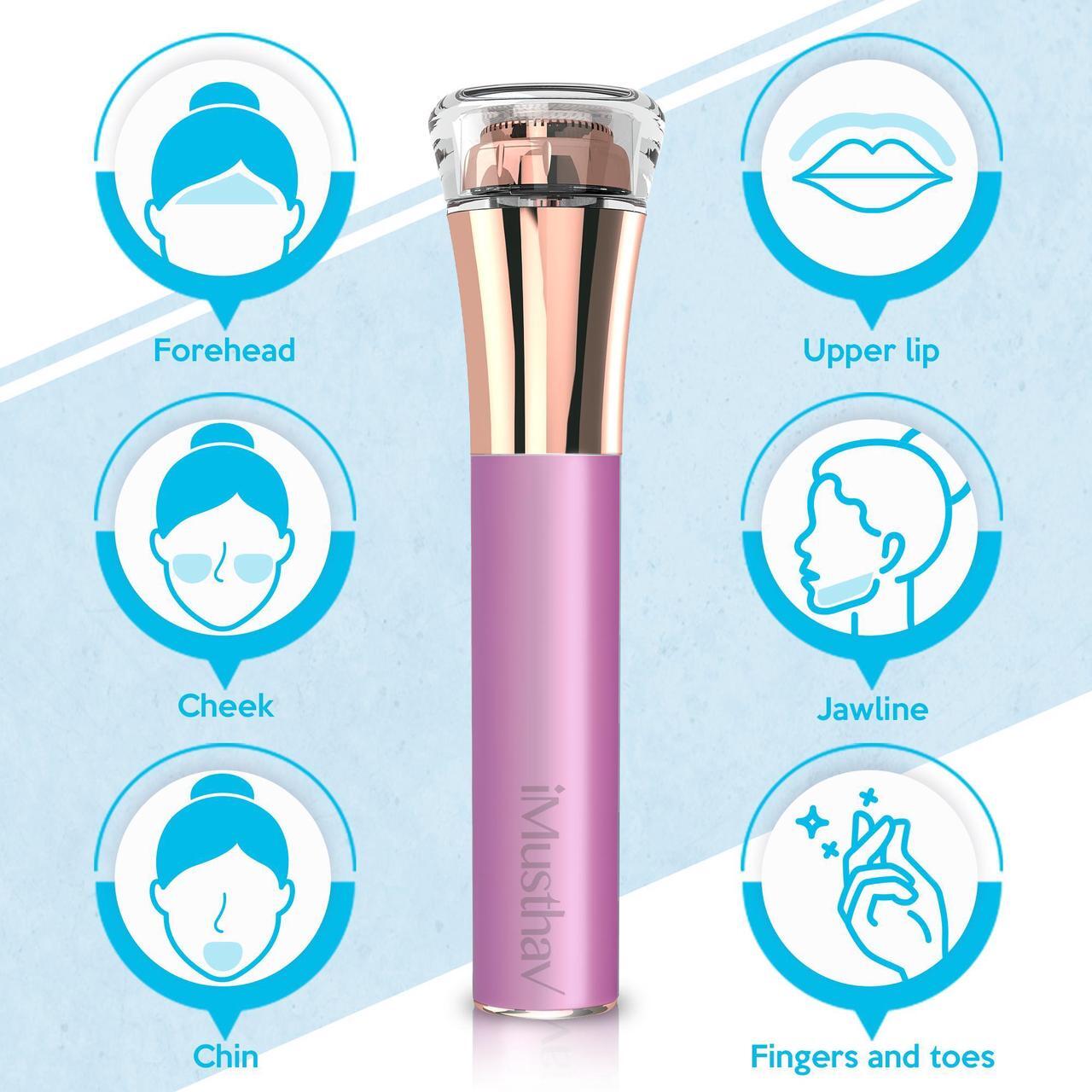 Alt view image 7 of 7 - iMusthav Mini Portable Facial Hair, Lips and Chin Remover Trimmer for Women, Facial Painless Epilator, 18K gold-plated, hypoallergenic rotary head.360° LED light for Instant and Painless Hair Remover