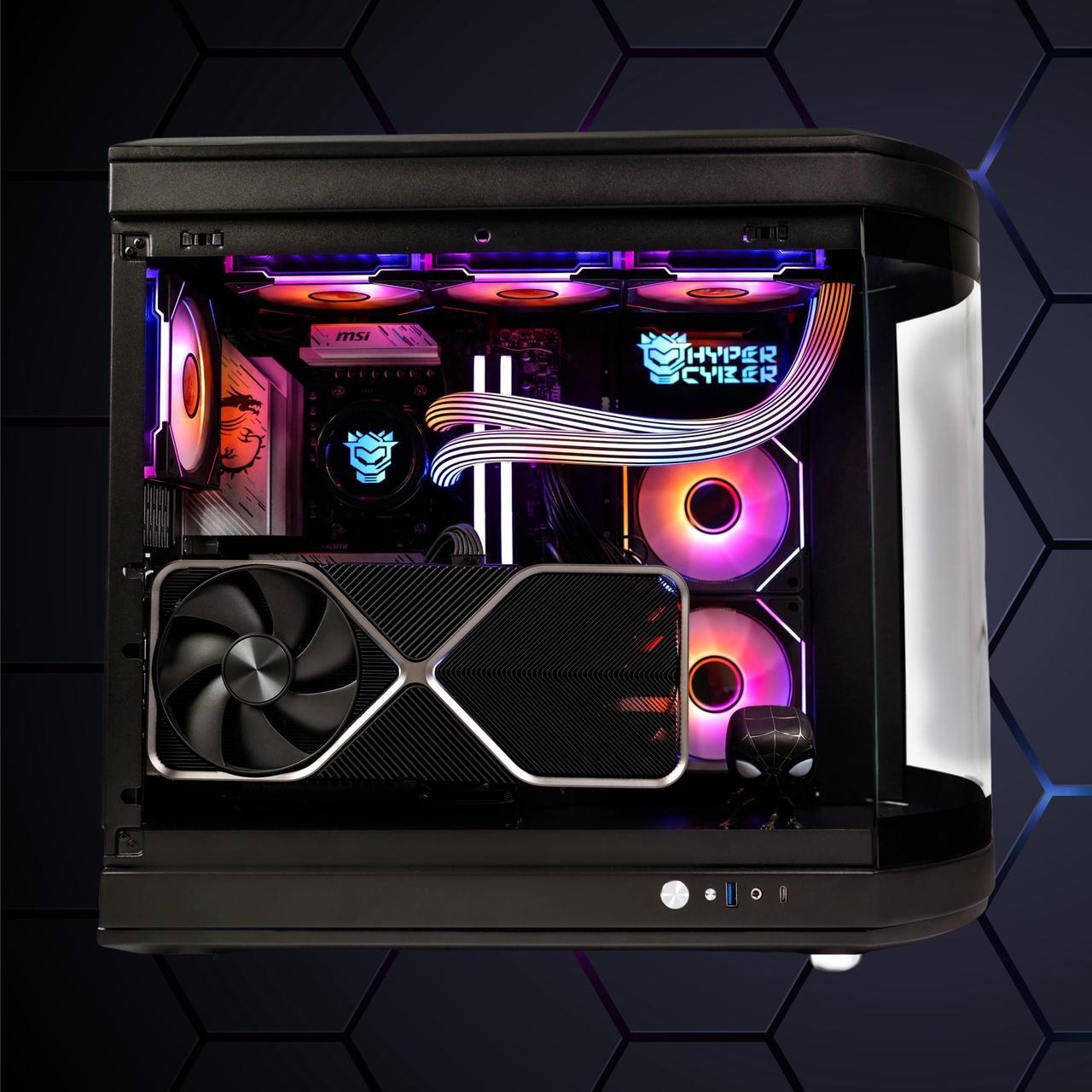 Alt view image 3 of 6 - Hyper Cyber Ultra Y Liquid Cool Gaming Desktop - AMD Ryzen 7 9800X3D, Nvidia GeForce RTX 5080 16GB, 64GB DDR5, 2TB SSD, Windows 11, WiFi, Xtreme VR