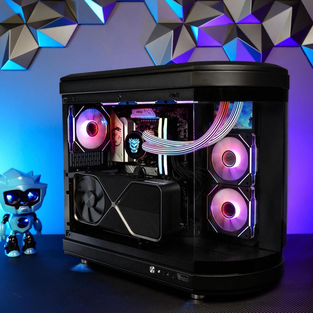 Alt view image 6 of 6 - Hyper Cyber Ultra Y Liquid Cool Gaming Desktop - AMD Ryzen 7 9800X3D, Nvidia GeForce RTX 5080 16GB, 64GB DDR5, 2TB SSD, Windows 11, WiFi, Xtreme VR