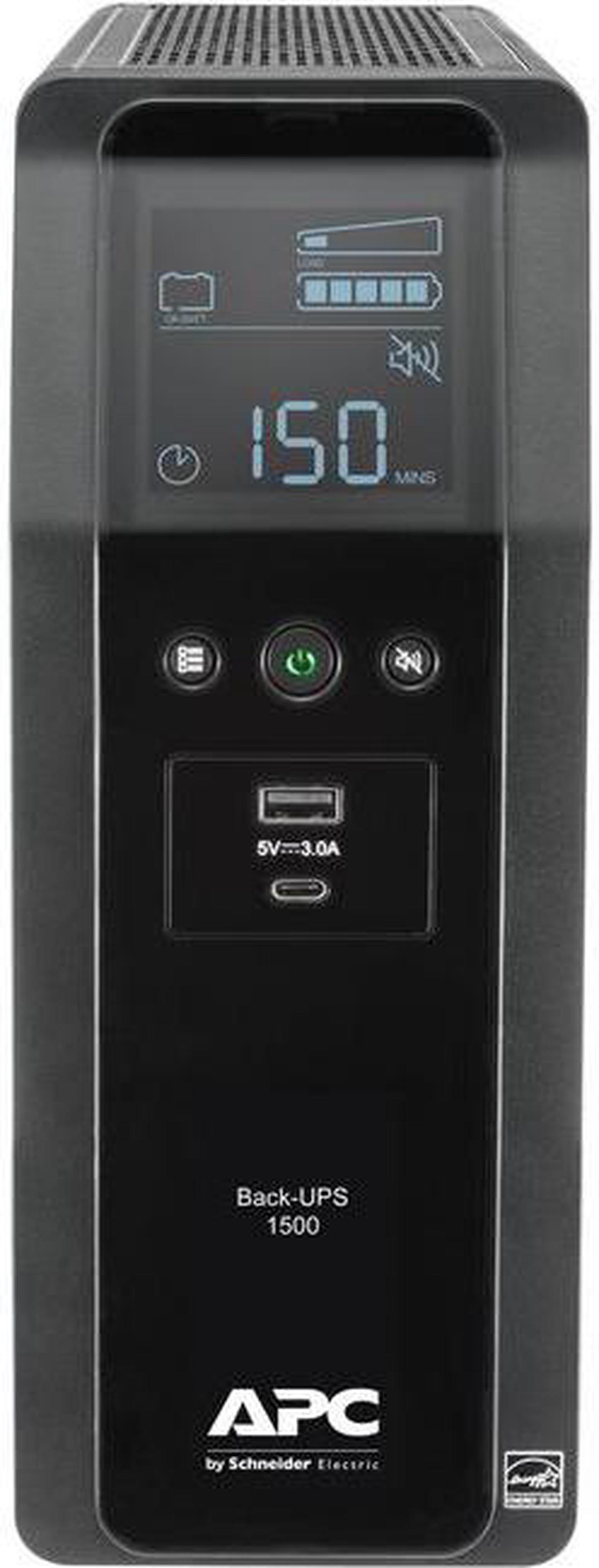 Alt view image 11 of 11 - APC BN1500M2 Back-UPS Pro, 1500VA, Tower, 120V, 10 NEMA 5-15R outlets, LCD, 1 USB Type C + 1 USB Type A ports - External - 16 Hour Recharge - 3.10 Minute Stand-by - 120 V Input - 120 V AC Output