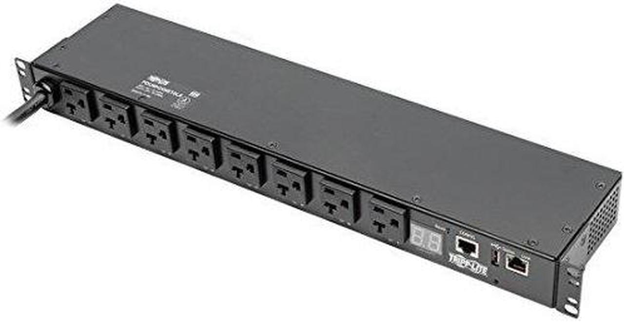 Alt view image 8 of 20 - Tripp Lite 1.9kW Single-Phase Switched PDU, LX Platform Interface, 120V Outlets (8 x 5-15/20R), NEMA L5-20P, 12.0 Feet Cord, 1U Rack, TAA (PDUMH20NET2LX)
