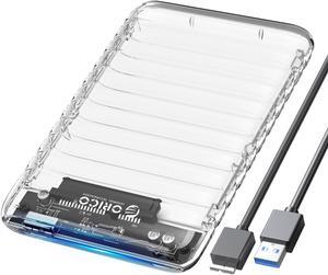 ORICO 2.5" Transparent USB 3.0 to SATA 3.0 External Hard Drive Disk Enclosure Box, USB 3.0 High-Speed Case for 2.5" HDD / SSD, Case Support UASP Protocol SATA III Tool Free [Upgrade Version]
