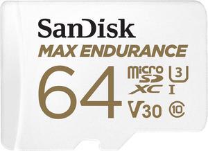 SanDisk 64GB MAX ENDURANCE microSDXC, U3, V30, Memory Card with Adapter for Home Security Cameras and Dash Cams, Speed up to 100MB/s (SDSQQVR-064G-GN6IA)