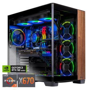 Skytech Prism 4 Gaming PC Desktop, Ryzen 7 9800X3D 4.7 GHz, X670 Motherboard, NVIDIA RTX 5070 Ti 16GB, 2TB Gen4 NVMe SSD, 32GB DDR5 5600 RGB, 850W GOLD ATX 3, 360mm AIO, Wi-Fi, Win 11, Antec C8 Curved