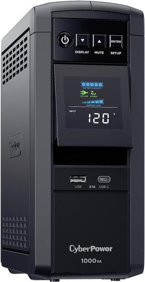 CyberPower CP1000PFCLCD PFC Sinewave UPS Systems - 1000VA/600W, 120 VAC, NEMA 5-15P, Mini-Tower, Sine Wave, 10 Outlets, LCD, PowerPanel®