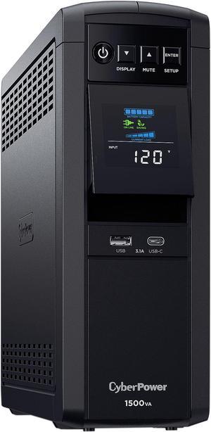 CyberPower CP1500PFCLCD PFC Sinewave UPS Systems - 1500VA/1000W, 120 VAC, NEMA 5-15P, Mini-Tower, Sine Wave, 12 Outlets, LCD, PowerPanel