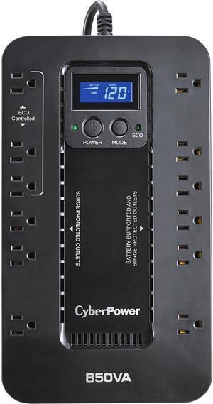 CyberPower EC850LCD Ecologic UPS Systems - 850VA/510W, 120 VAC, NEMA 5-15P, Compact, 12 Outlets, LCD, PowerPanel®