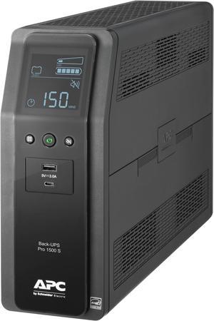 APC Back-UPS Pro BR1500MS2, 1500VA/900W, Tower, 120V, 10x NEMA 5-15R outlets, AVR, USB Type A + C ports, LCD, User Replaceable Battery