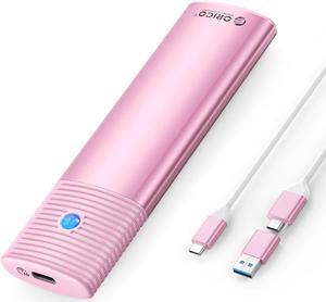 ORICO M.2 NVMe and SATA SSD Enclosure USB 3.2 Gen 2 Protocols 10Gbps NVMe, 5Gbps SATA PCIe M-Key (B+M Key) Built-in Metal Heat Sink with C to A/C 2-in-1 Cable Pink