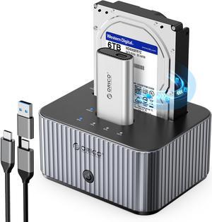 ORICO 2 Bay USB C M.2 NVMe SSD/SATA HDD SSD Enclosure Docking Station 10Gbps External SSD Enclosure with Offline Clone for Office & Personal Users